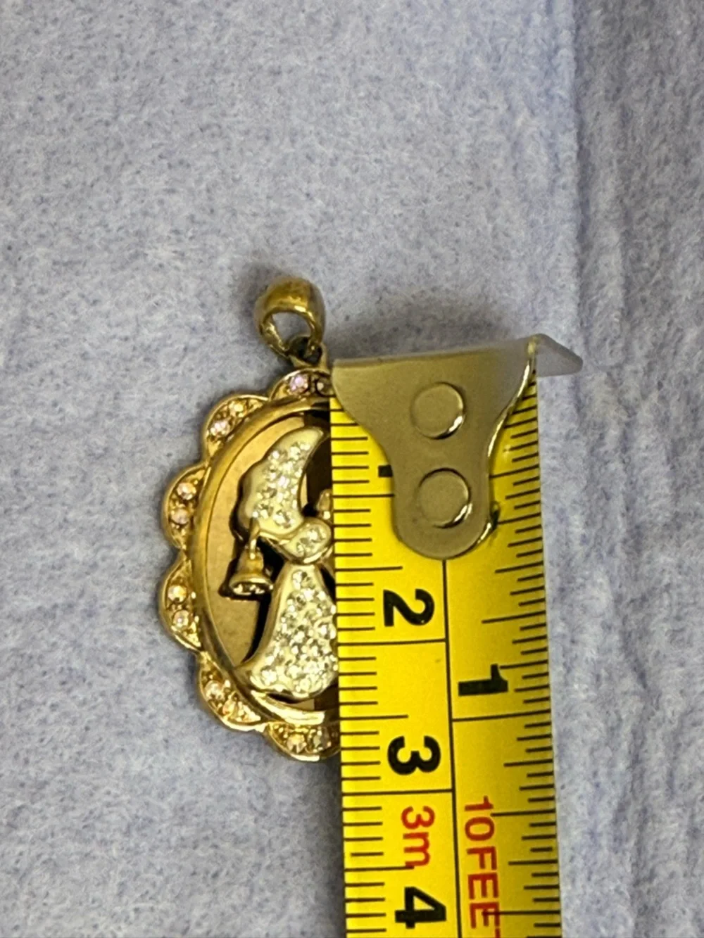 Vtg Guardian Angel Sterling Silver Pendant Rhinestones I‎ Am With You RL Gilded